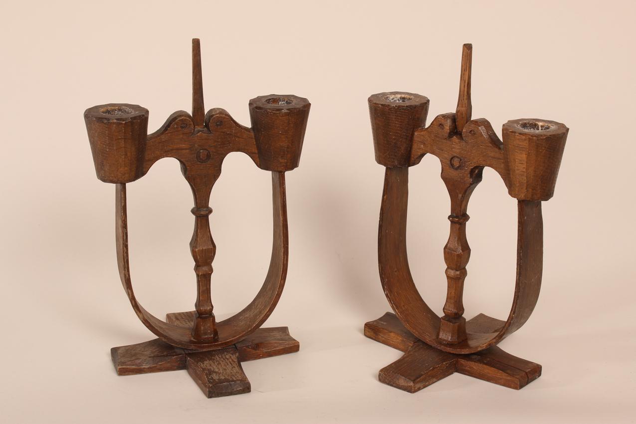Old Swedish wooden candle holders