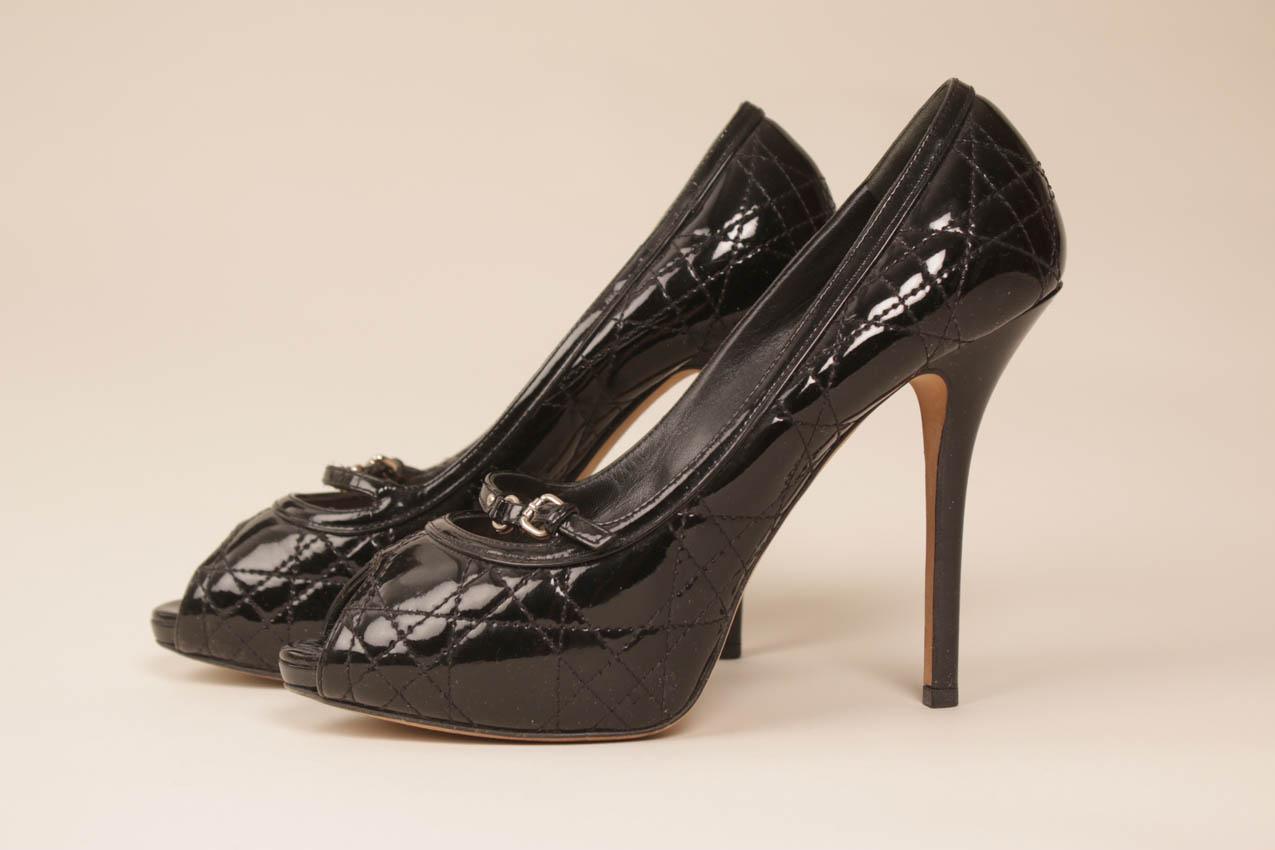 Christian Dior black patent leather platforms pumps 39