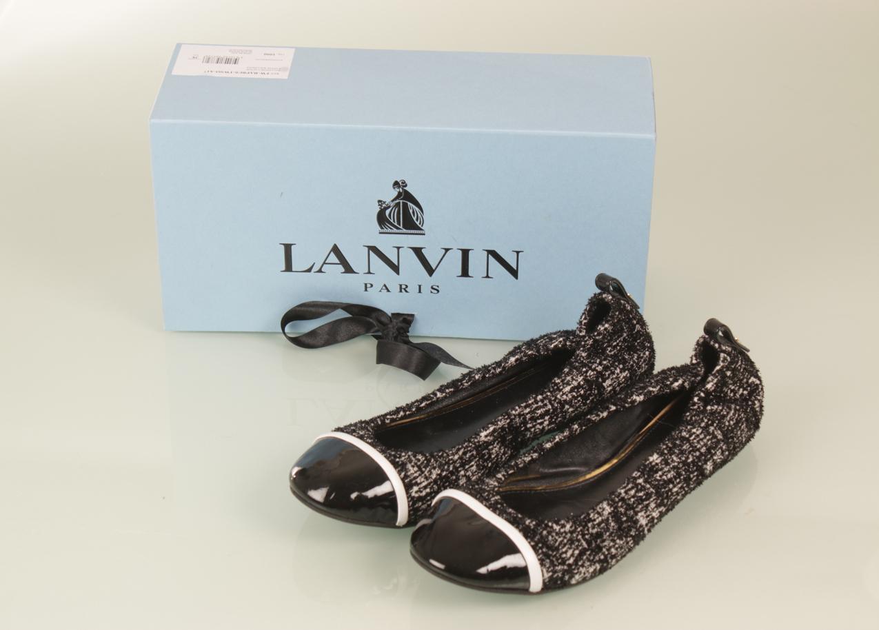 Lanvin mustavalkoiset tweed balleriinat koko 38