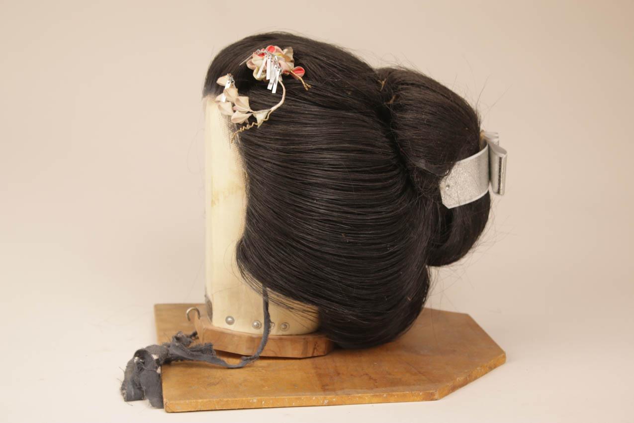 Old Japanese authentic Geisha Katsura wig with case box