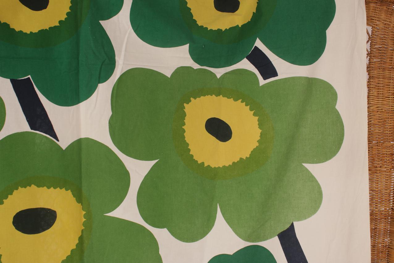 Vintage Marimekko vihreä Unikko kangas verho - Image 4