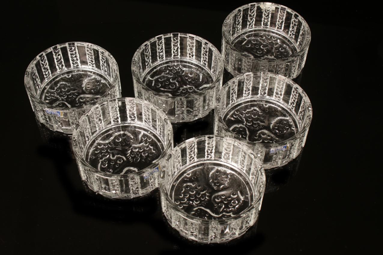 Mäntyharjun lasi North Crystal Eero Rislakki “Lara” jälkiruokakulho ja kuusi jälkiruokamaljaa - Image 3