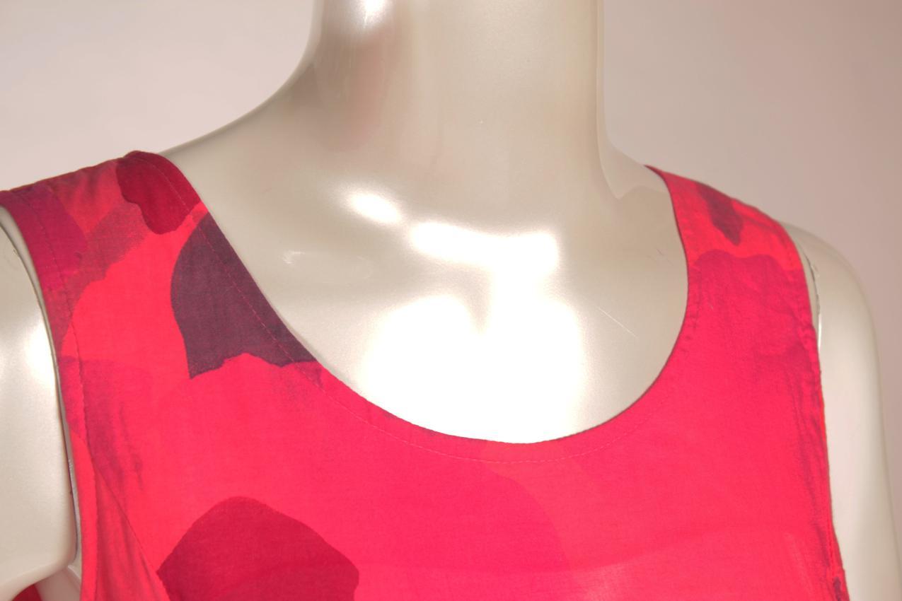 Vintage Marimekko hihaton fuksianpunainen “Unikko” maksi mekko M - Image 3