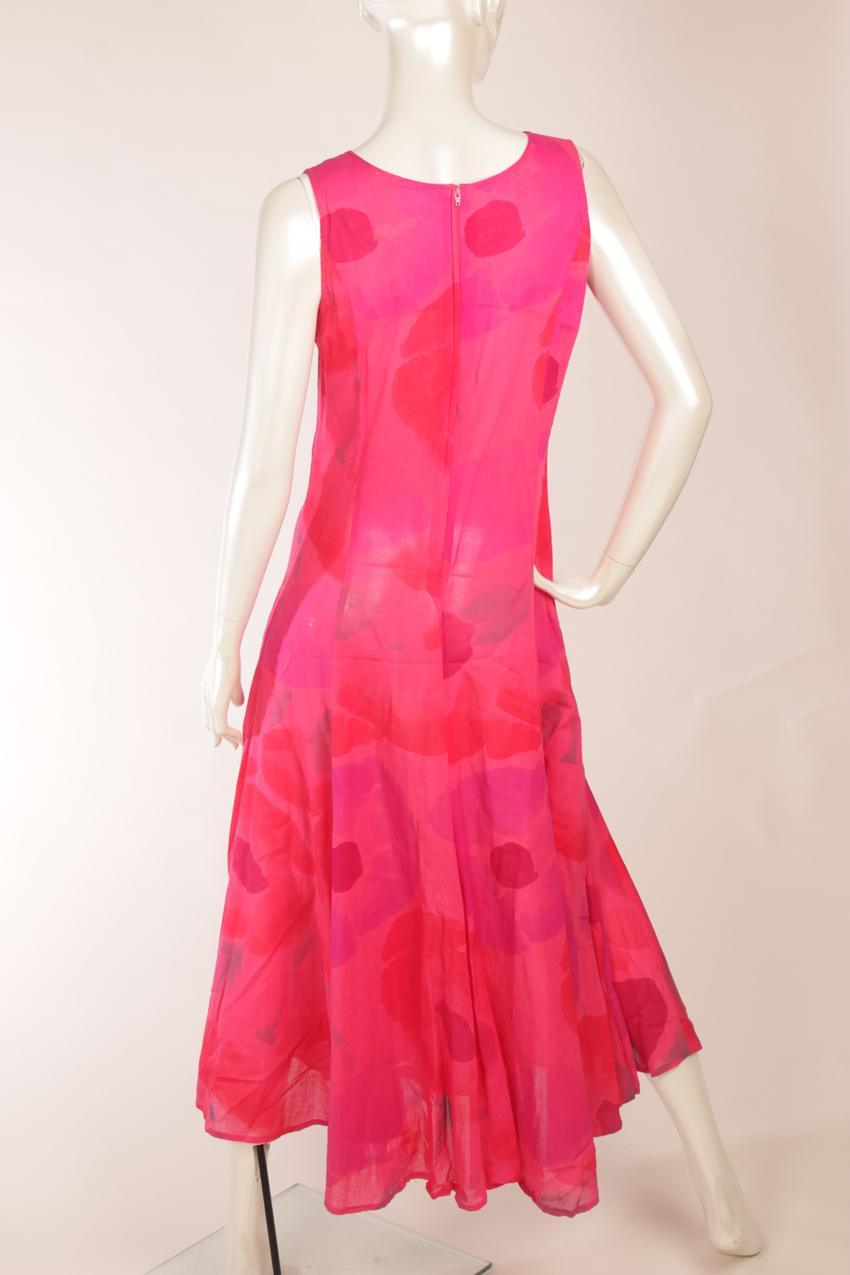 Vintage Marimekko hihaton fuksianpunainen “Unikko” maksi mekko M - Image 4
