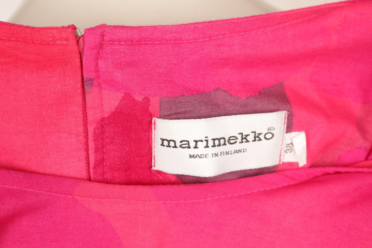 Vintage Marimekko hihaton fuksianpunainen “Unikko” maksi mekko M - Image 5