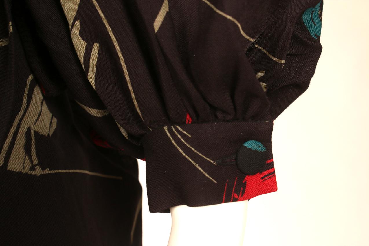 Vintage 80-luku Marimekko abstrakti kuvioinen villakangasmekko M - Image 5