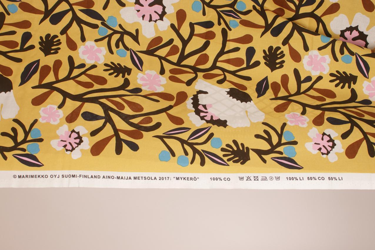 Marimekko Aino-Maija Metsola yellow “Mykerö fabric - Image 4