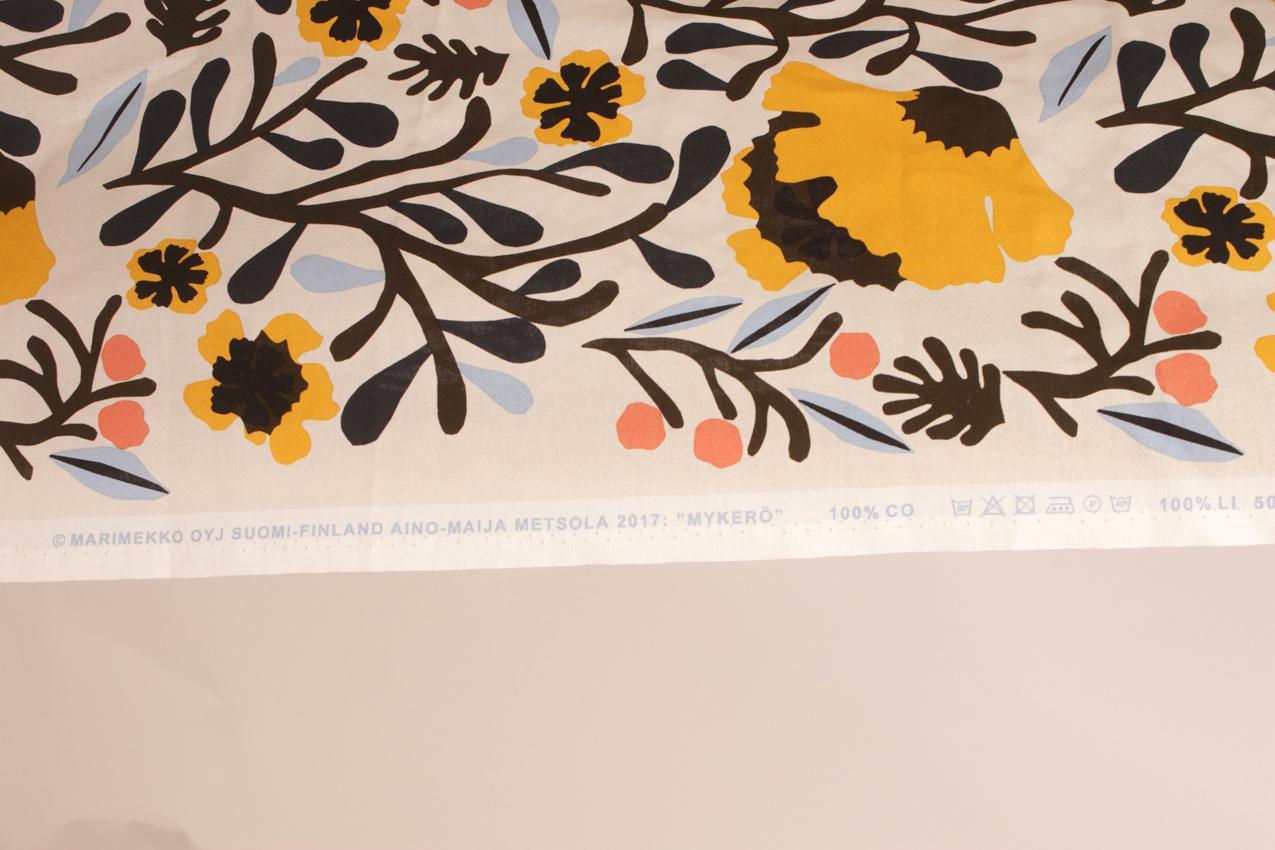 Marimekko Aino-Maija Metsola luonnonvalkoinen “Mykerö” kangas - Image 4