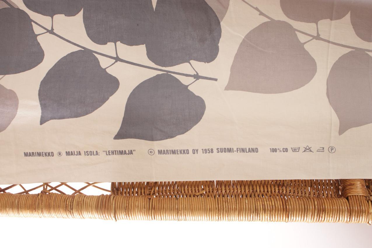 Vintage Marimekko Maija Isola harmaa sävyinen ”Lehtimaja” kangas/verho - Image 4