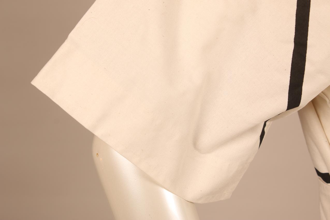 Vintage Vuokko white shirtdress with black stripe patterns S - Image 4