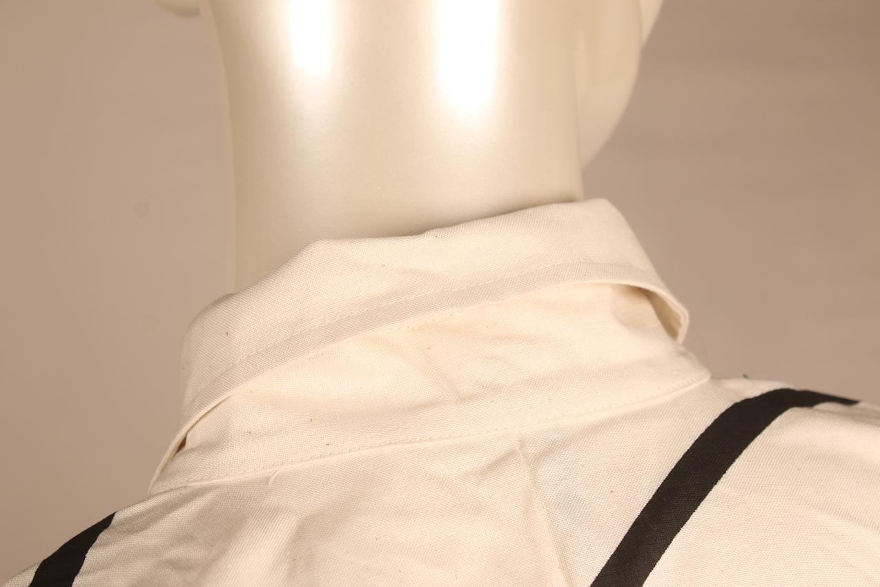 Vintage Vuokko white shirtdress with black stripe patterns S - Image 6