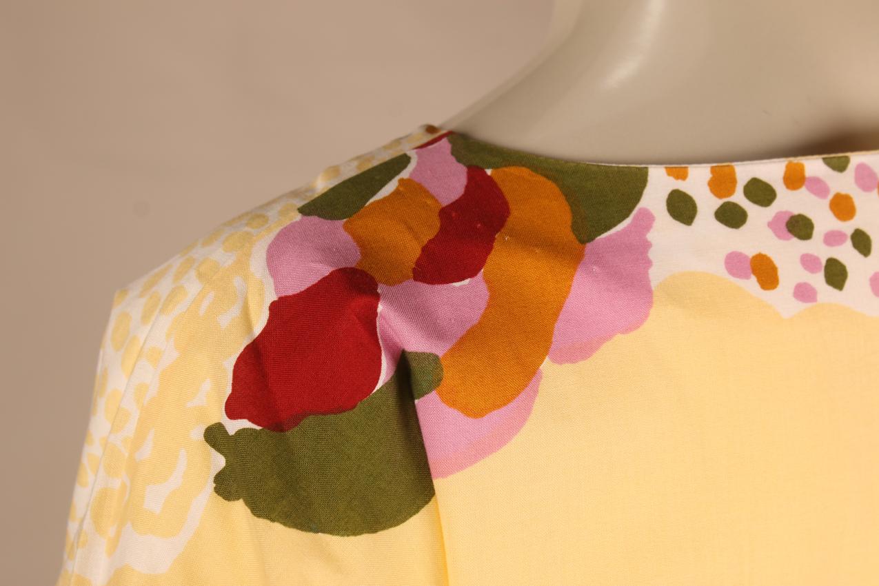 Vintage Marimekko keltapohjainen maksimekko puhvihihoilla M - Image 6