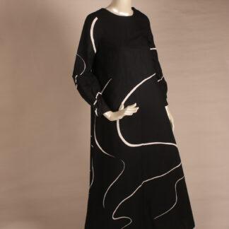 Vintage Marimekko mustavalkoinen abstraktikuvioinen mekko XS