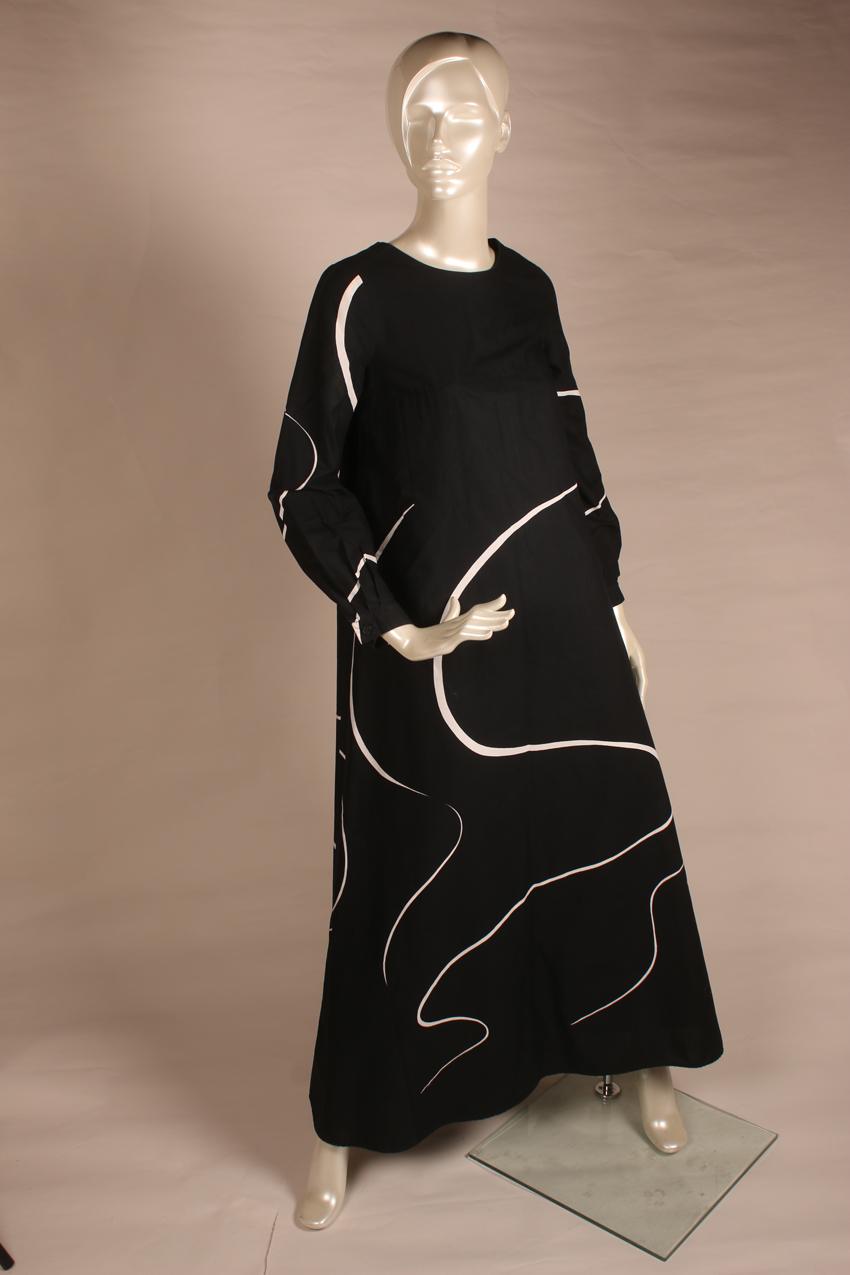 Vintage Marimekko mustavalkoinen abstraktikuvioinen mekko XS