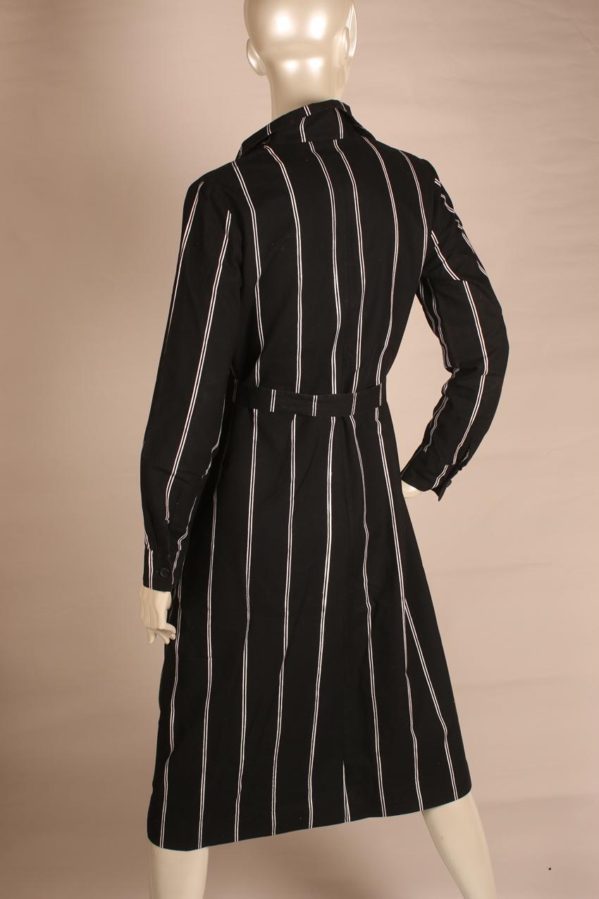 Vintage Marimekko musta paitamekko valkoisilla raitakuvioilla S - Image 3