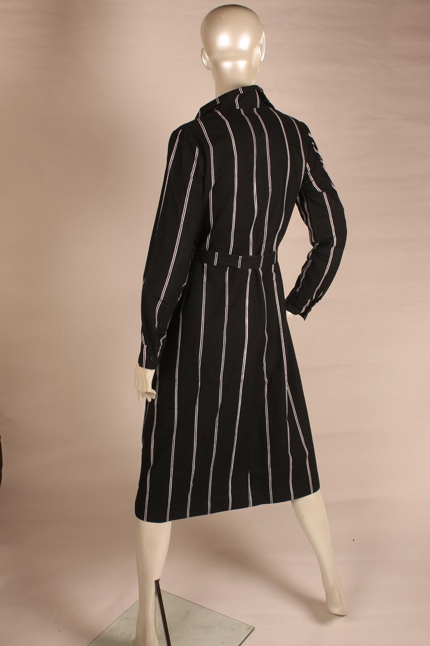 Vintage Marimekko musta paitamekko valkoisilla raitakuvioilla S - Image 2