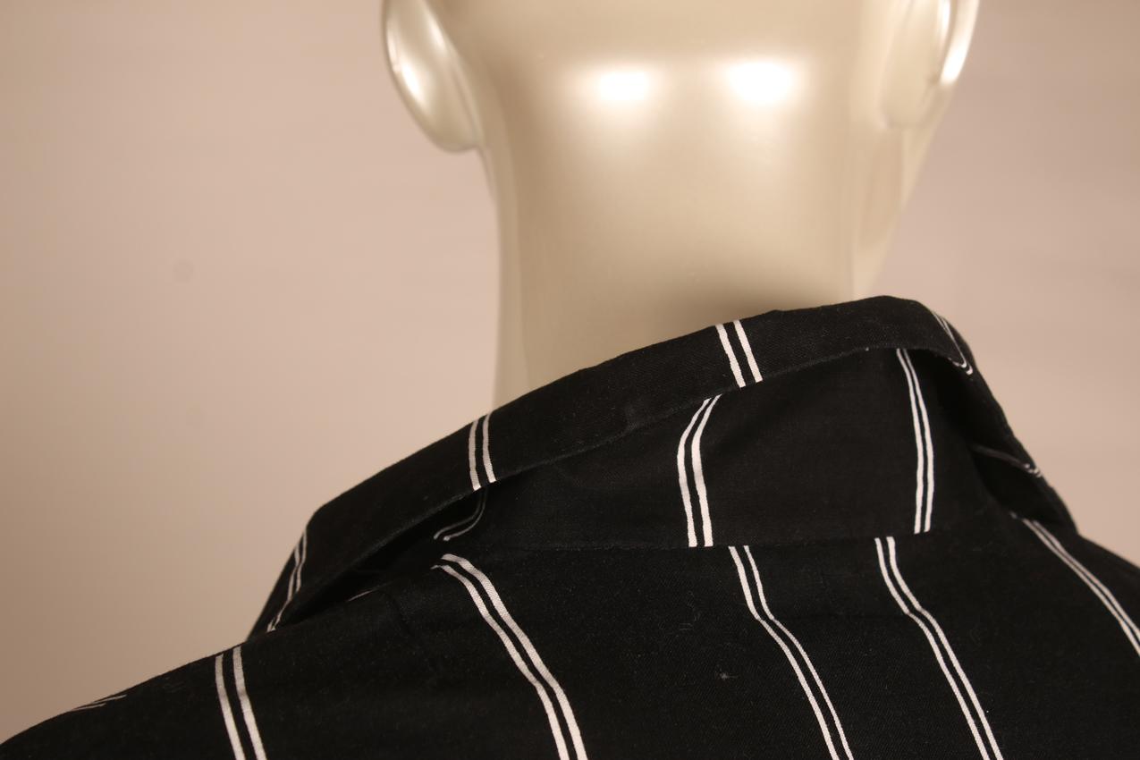 Vintage Marimekko musta paitamekko valkoisilla raitakuvioilla S - Image 7