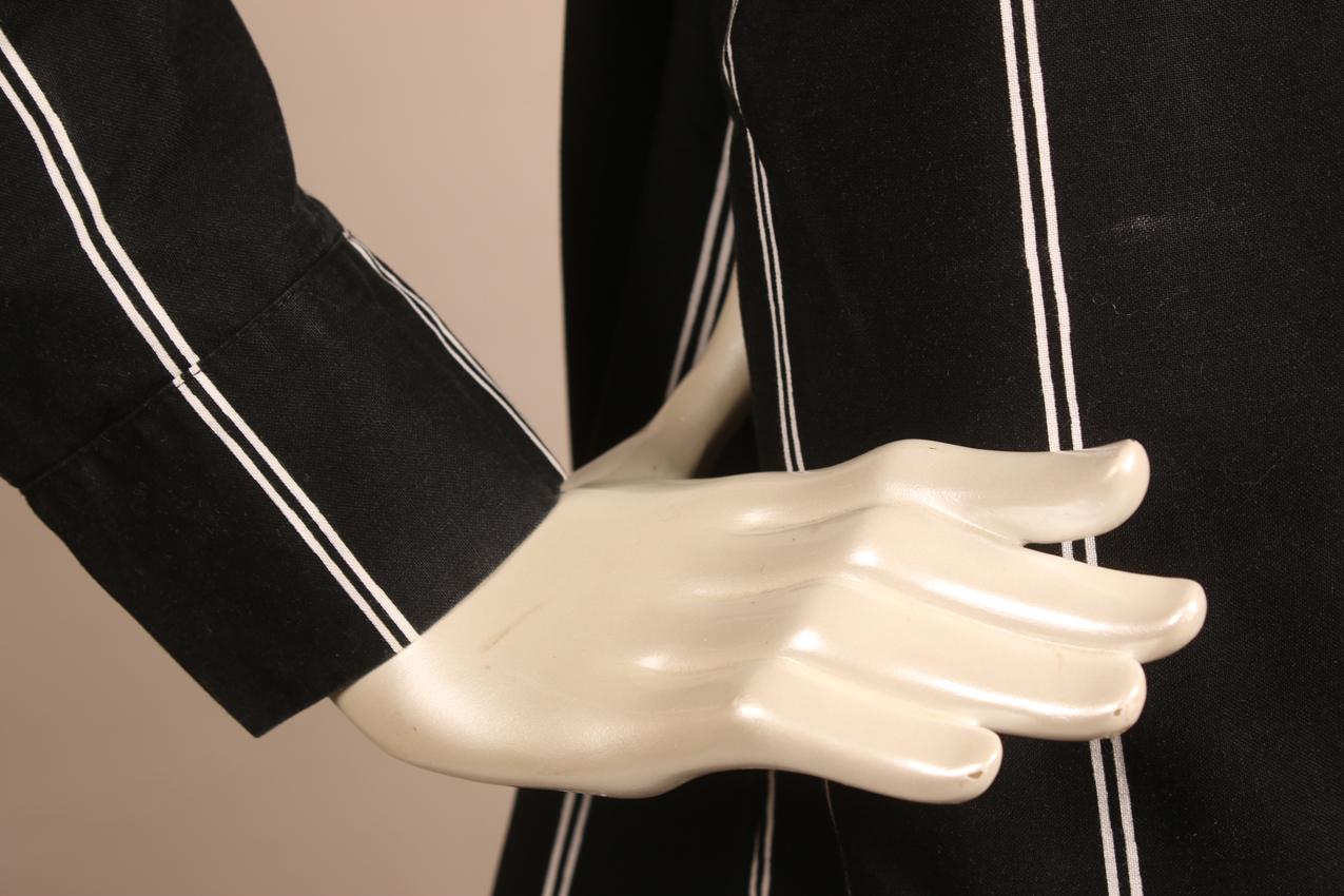 Vintage Marimekko musta paitamekko valkoisilla raitakuvioilla S - Image 6