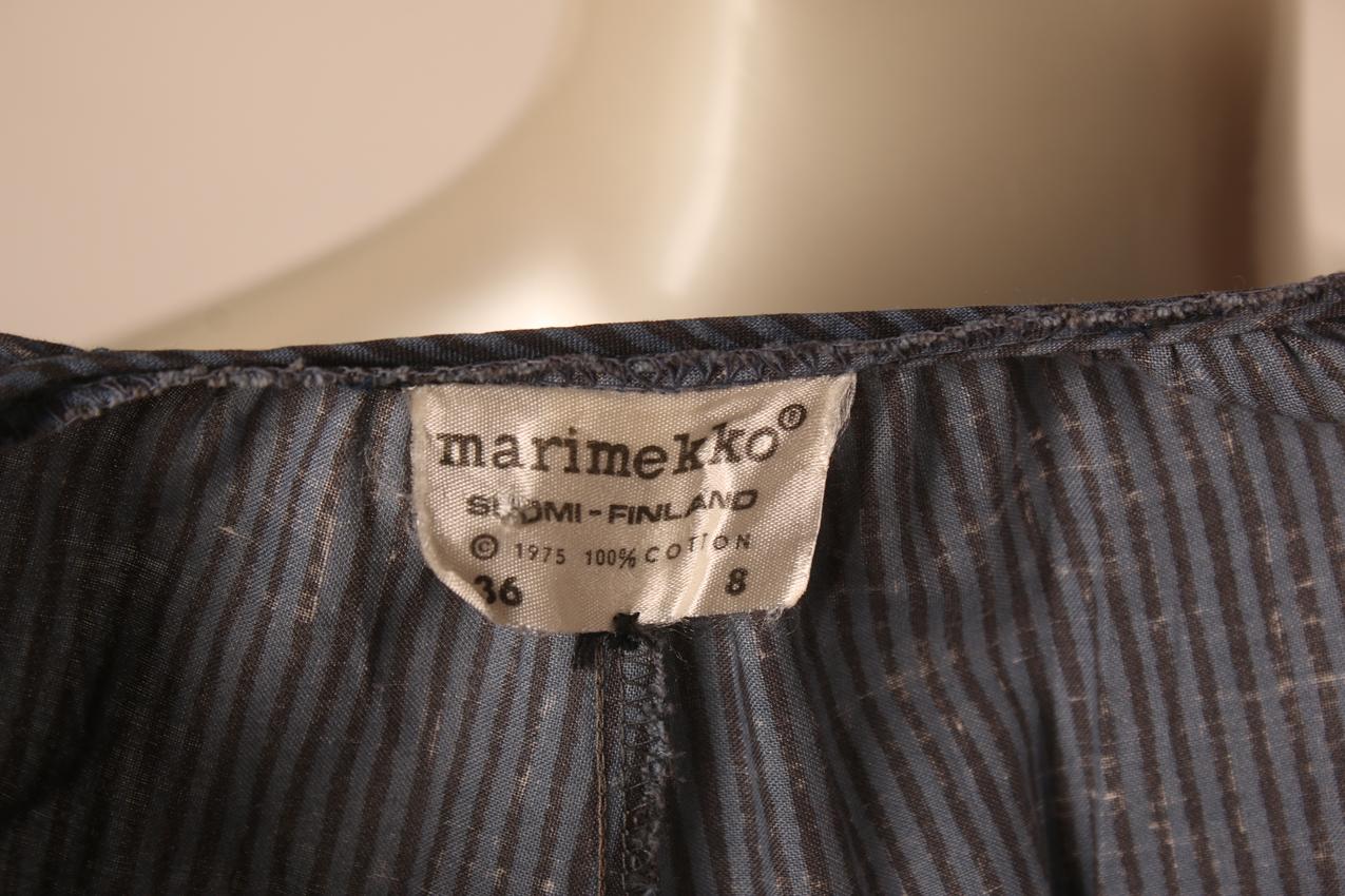 Vintage Marimekko Annikki Rimala gray-blue striped maxi dress S - Image 8
